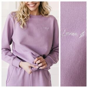 Pistola Lover Lightening Embroidered Sweatshirt Purple French Terry Women's Sz L